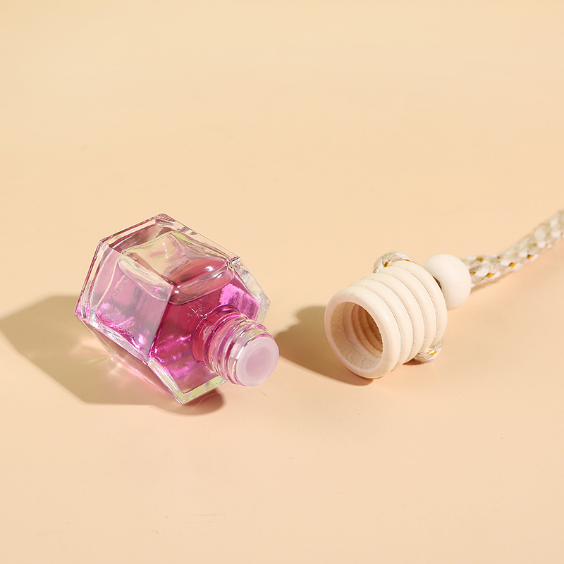 Car aroma pendant - round wood hexagonal style - 4