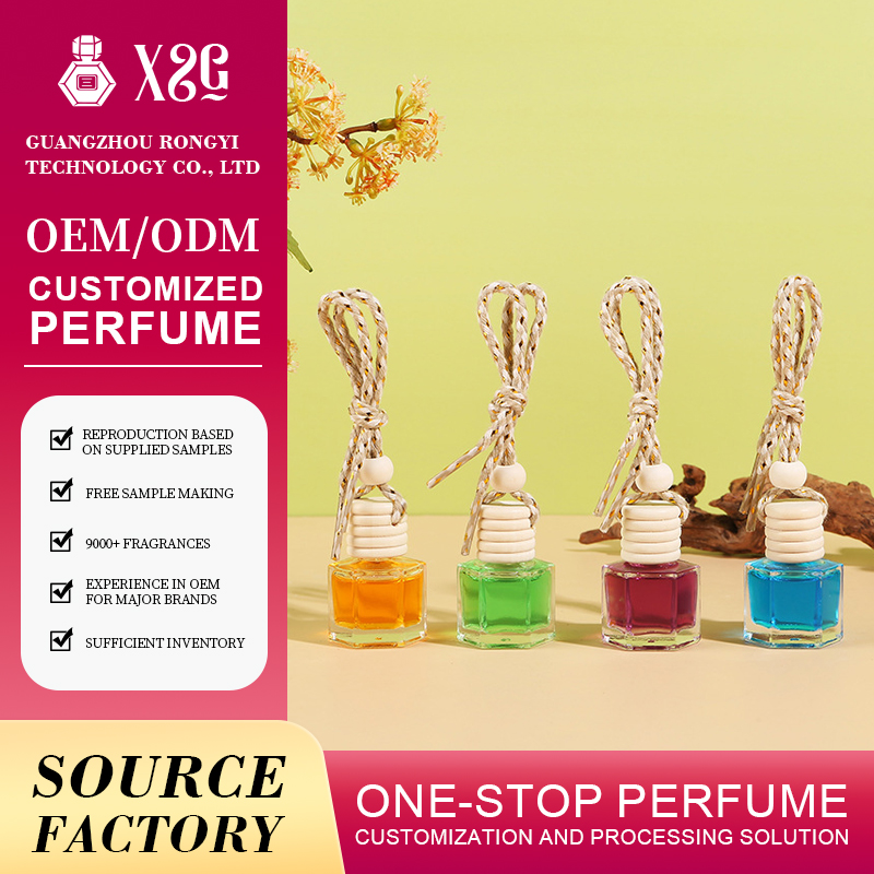 Car aroma pendant - round wood hexagonal style