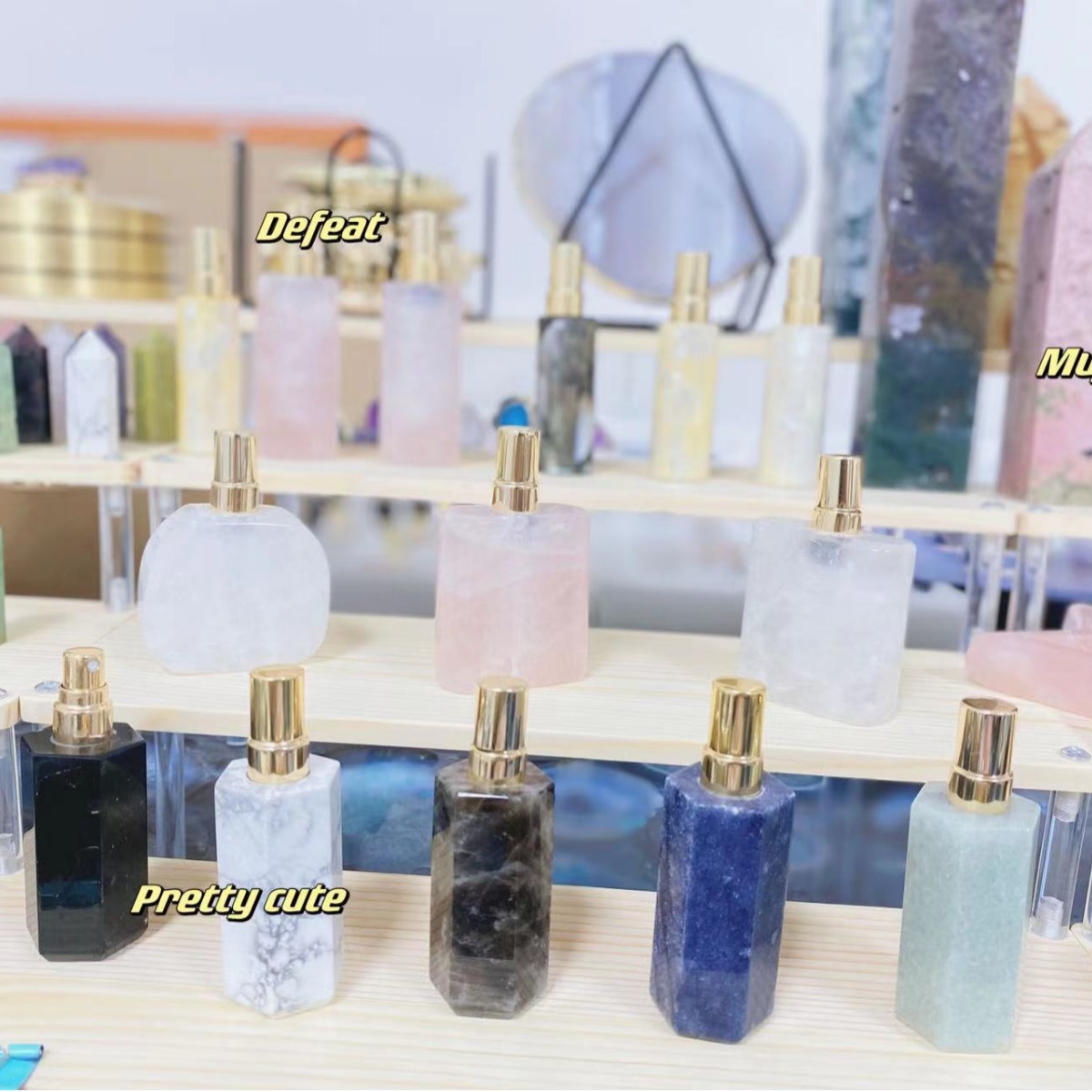 10ml Natural Stone Pink Crystal Jade Agate Refillable Perfume Bottle