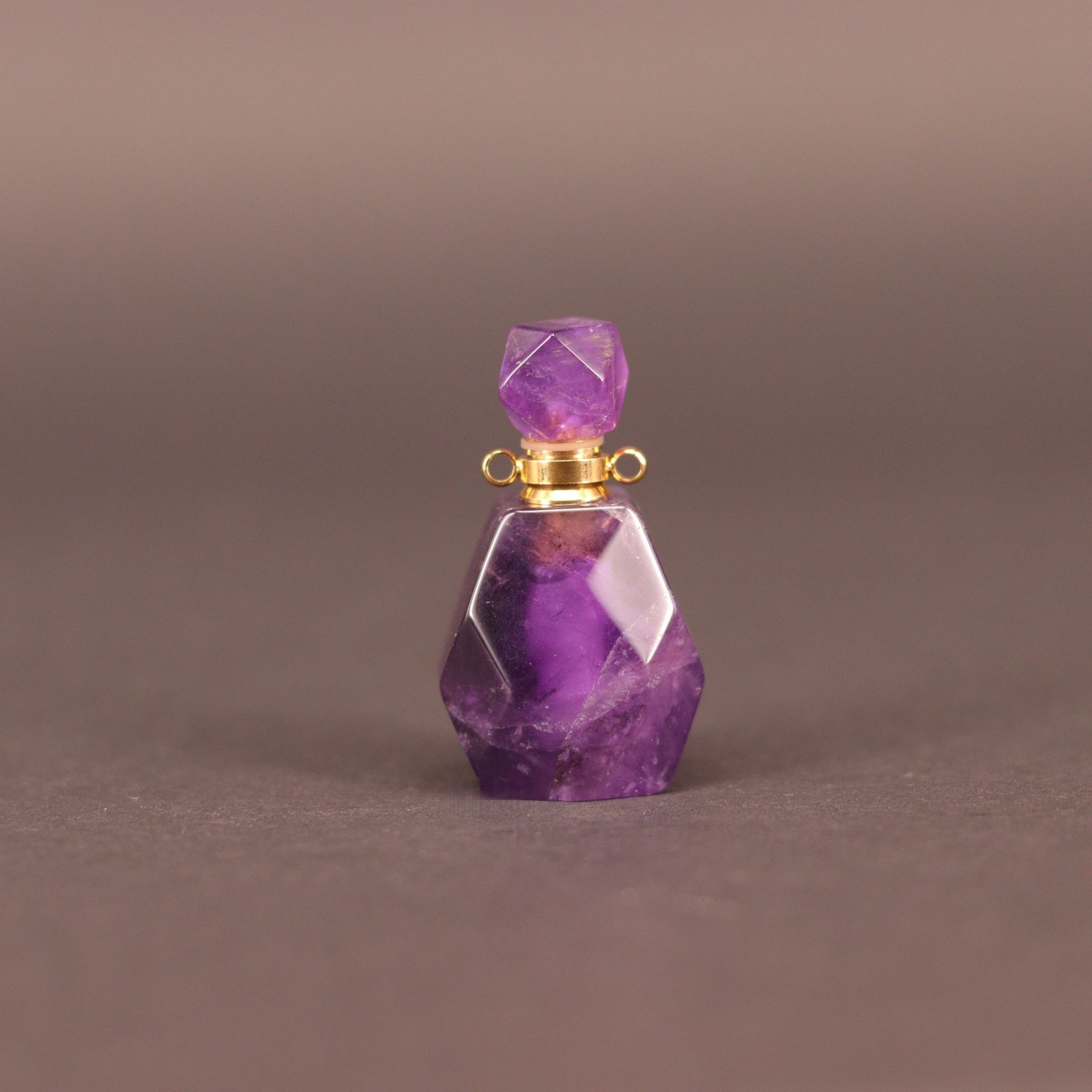 Gemstone  Crystal Rhombus Perfume Bottle Pendant - 4