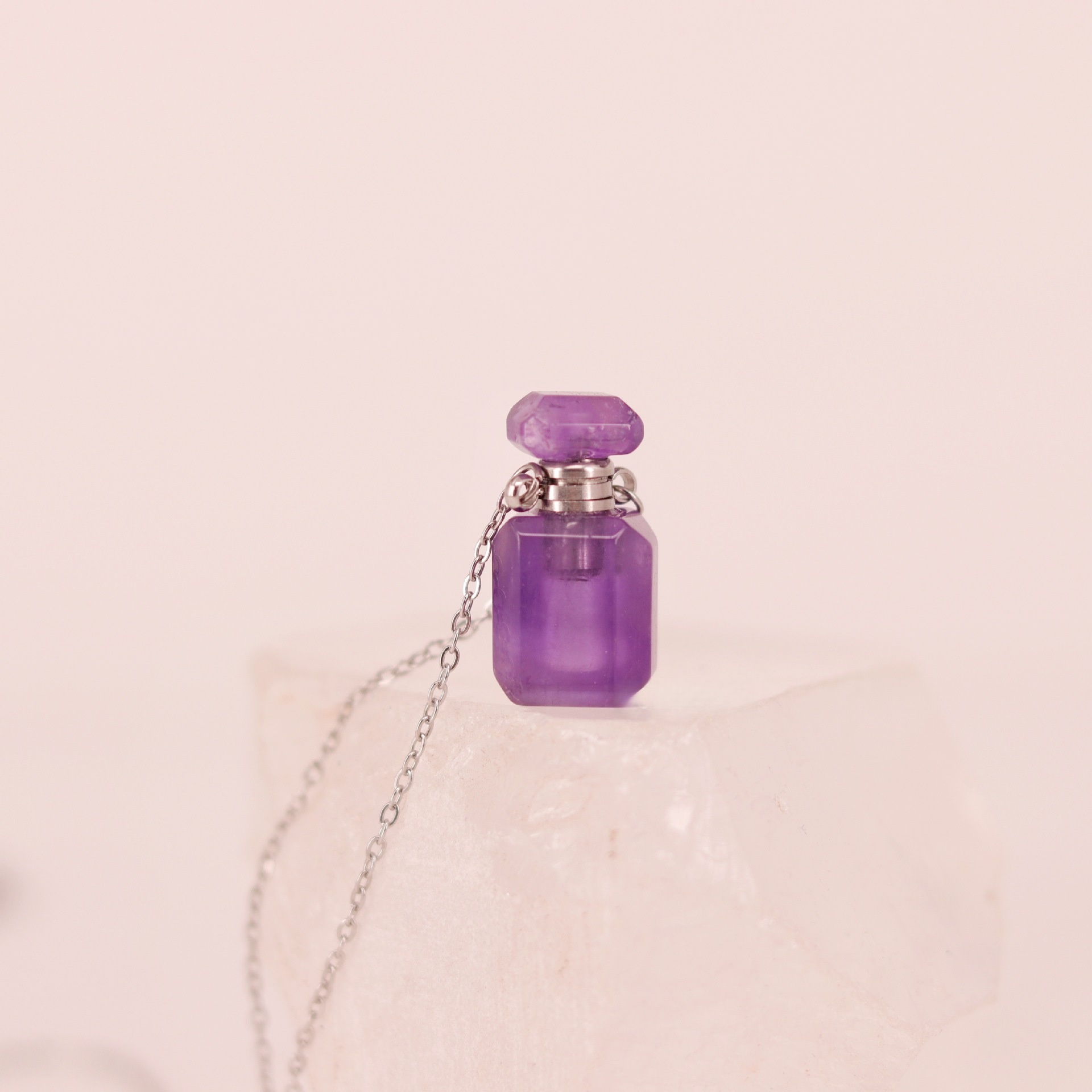 Natural crystal mini square necklace - 13