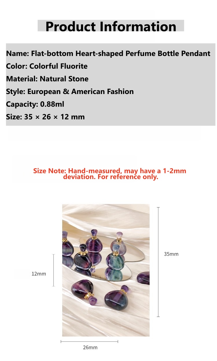 Multi-Color Fluorite Heart Perfume Bottle Pendant Necklace - 6