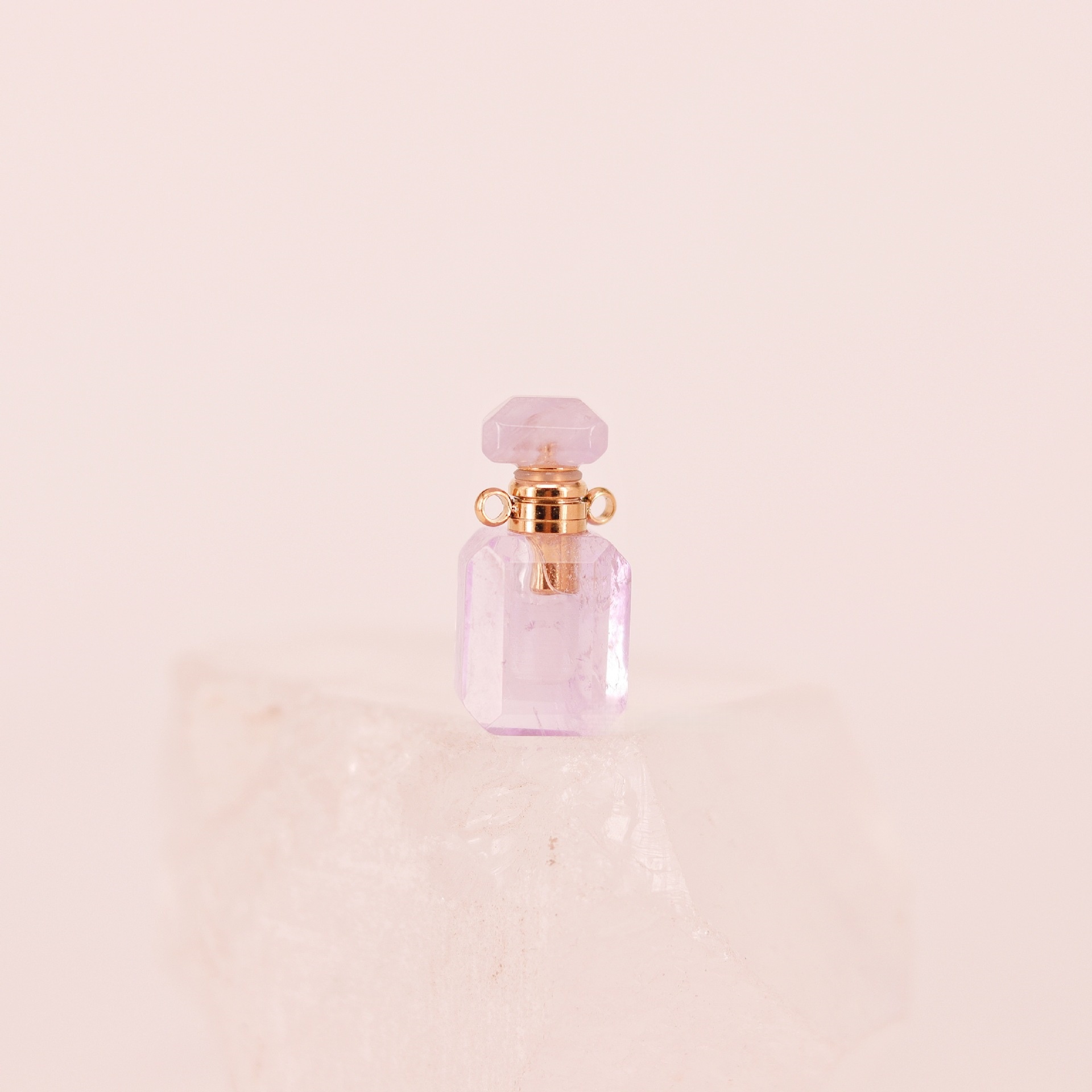 Natural crystal mini square necklace - 12