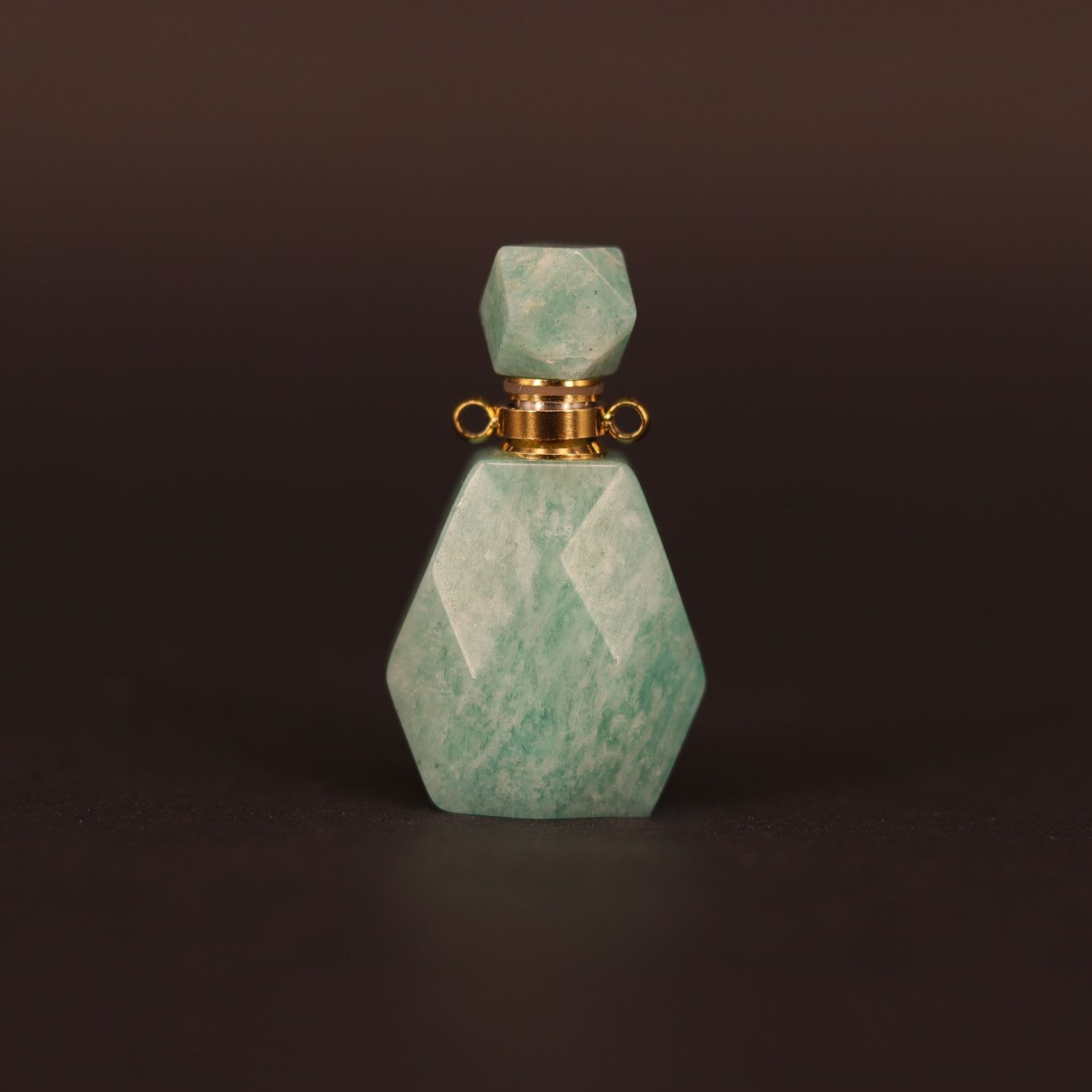 Gemstone  Crystal Rhombus Perfume Bottle Pendant - 5