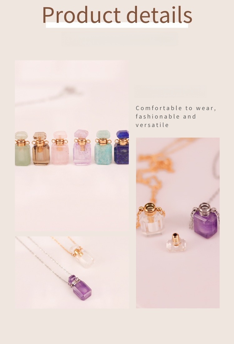 Natural crystal mini square necklace
